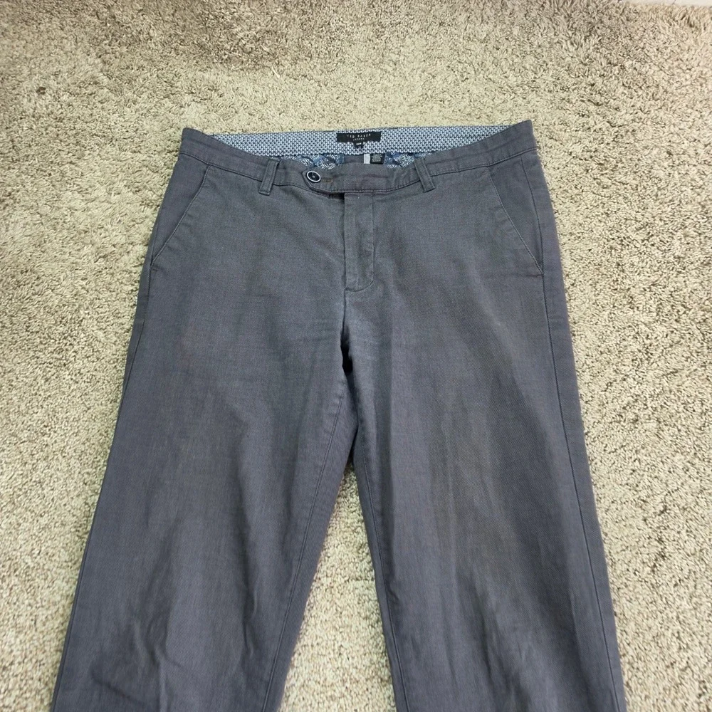 Ted Baker Holloden Chino Pants Mens 32R Grey Slim Fit Textured Casual Outdoor